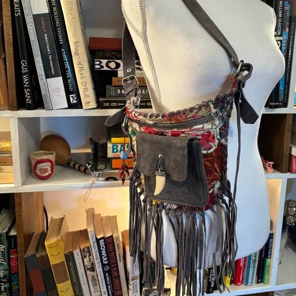 RAJ SUEDE FRINGE BELT BAG - Picture 1 of 5